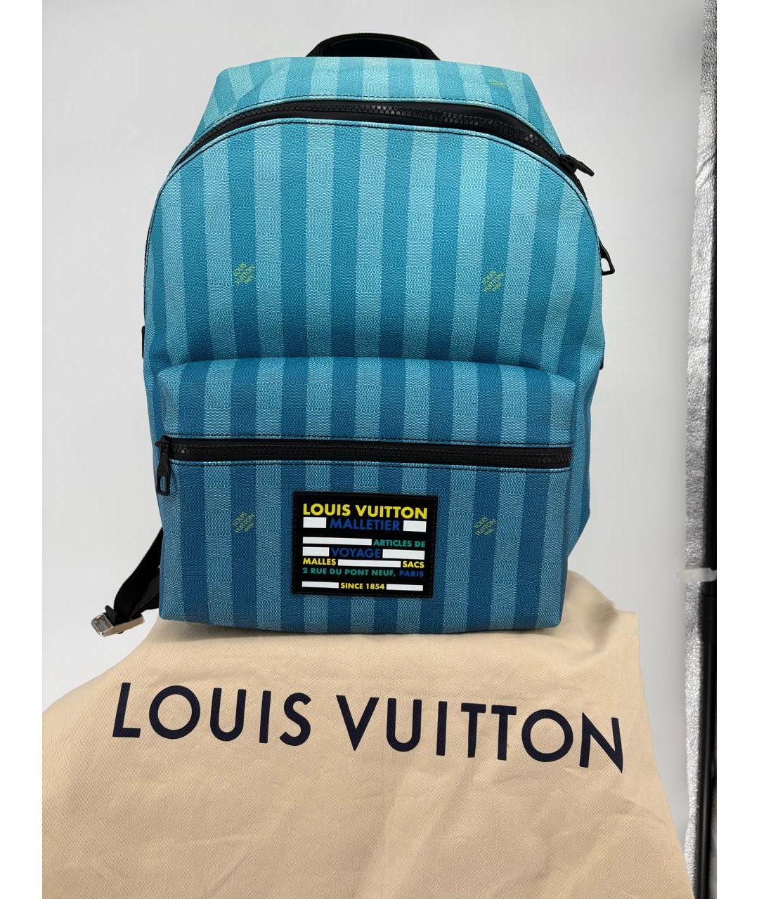 LOUIS VUITTON Голубой кожаный рюкзак, фото 9