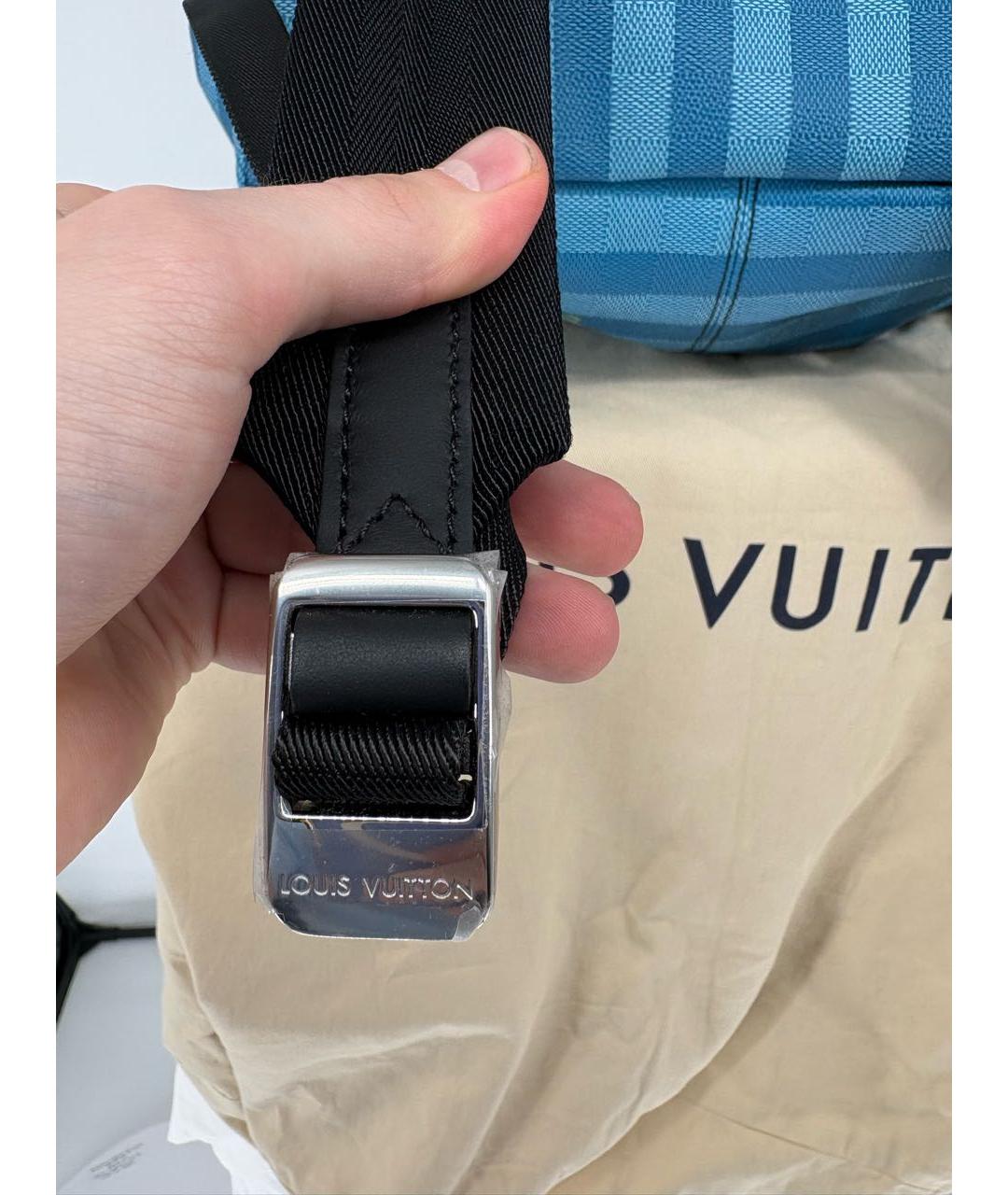 LOUIS VUITTON Голубой кожаный рюкзак, фото 5