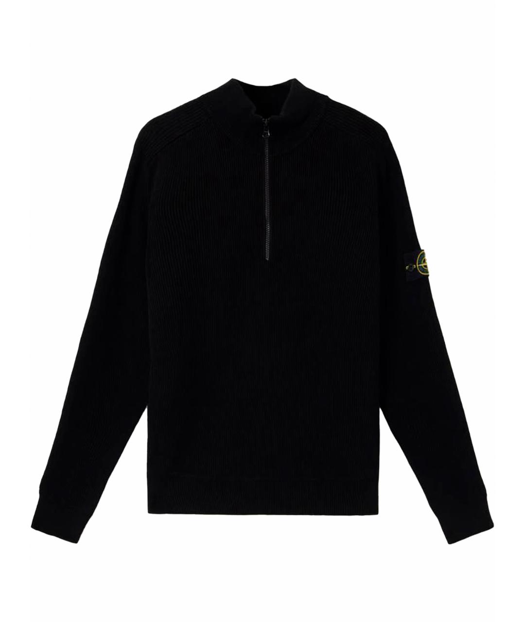 STONE ISLAND Черный хлопковый джемпер / свитер, фото 1