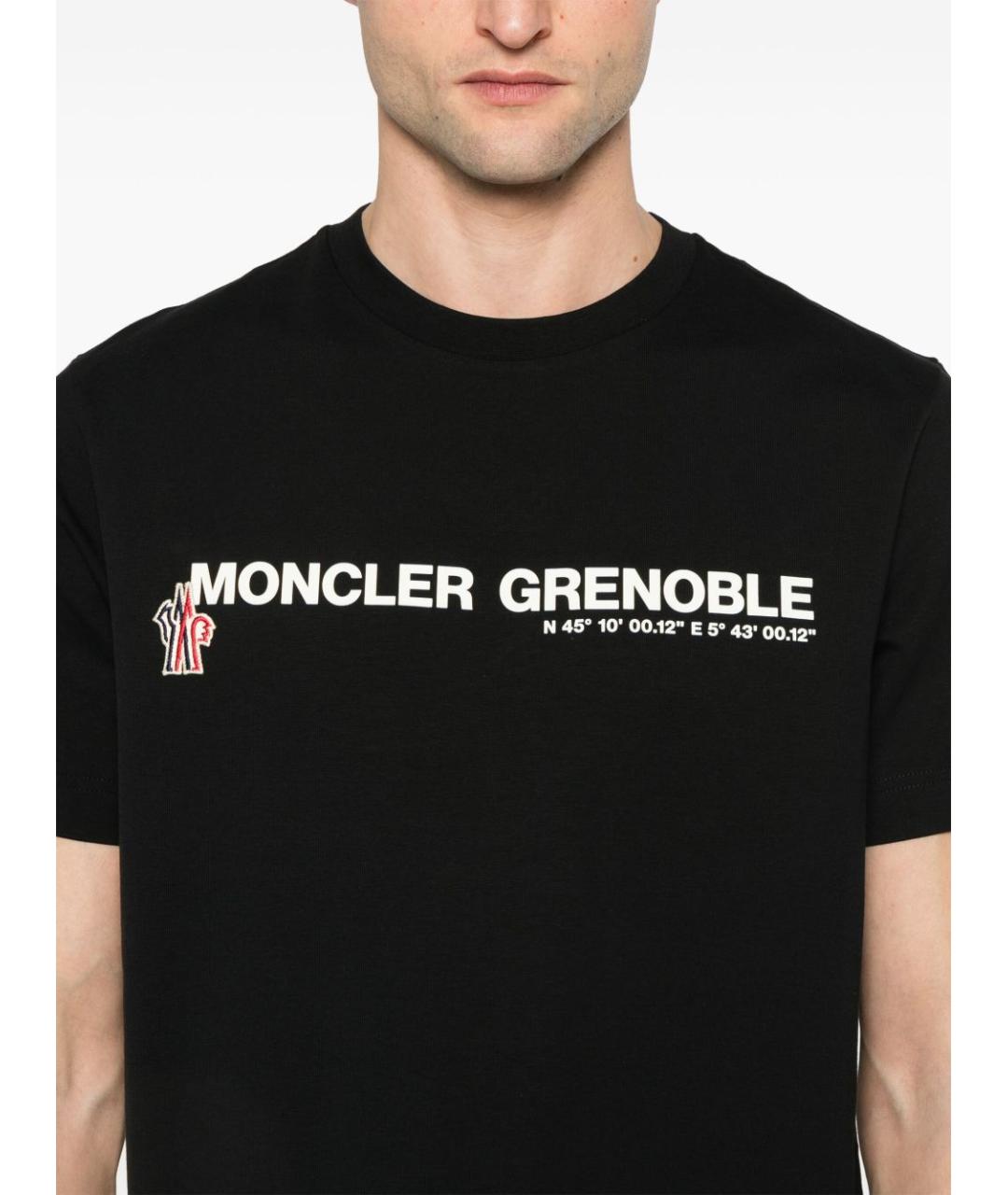 MONCLER GRENOBLE Черная хлопковая футболка, фото 4