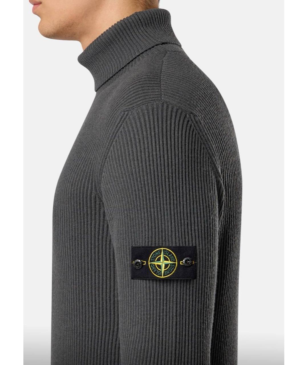 STONE ISLAND Антрацитовая шерстяная водолазка, фото 5