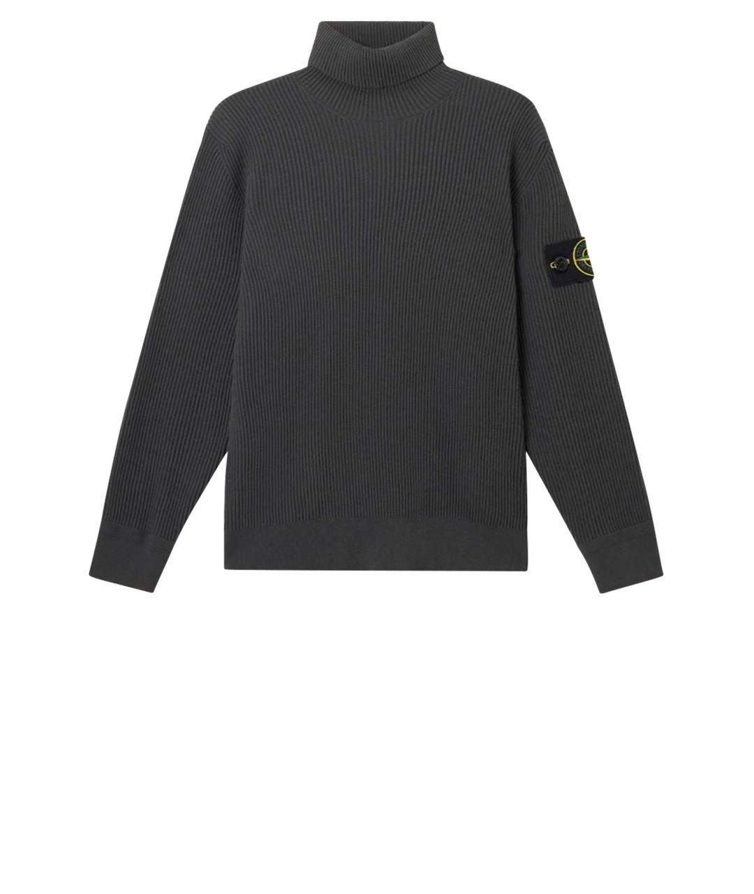 STONE ISLAND Антрацитовая шерстяная водолазка, фото 1