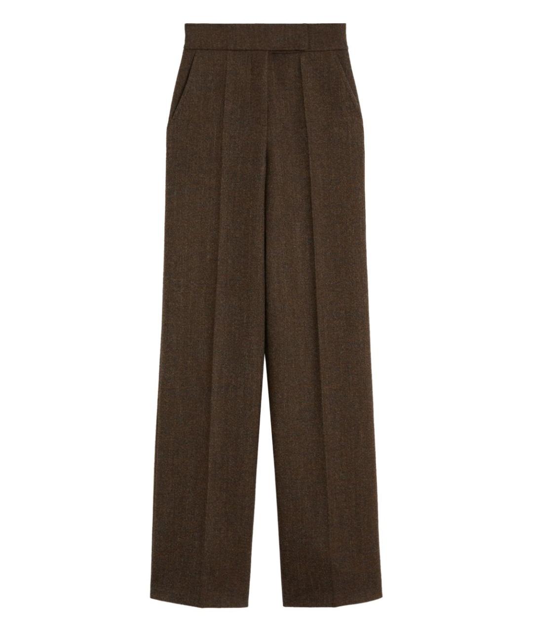 MAX MARA Коричневые шерстяные прямые брюки, фото 1