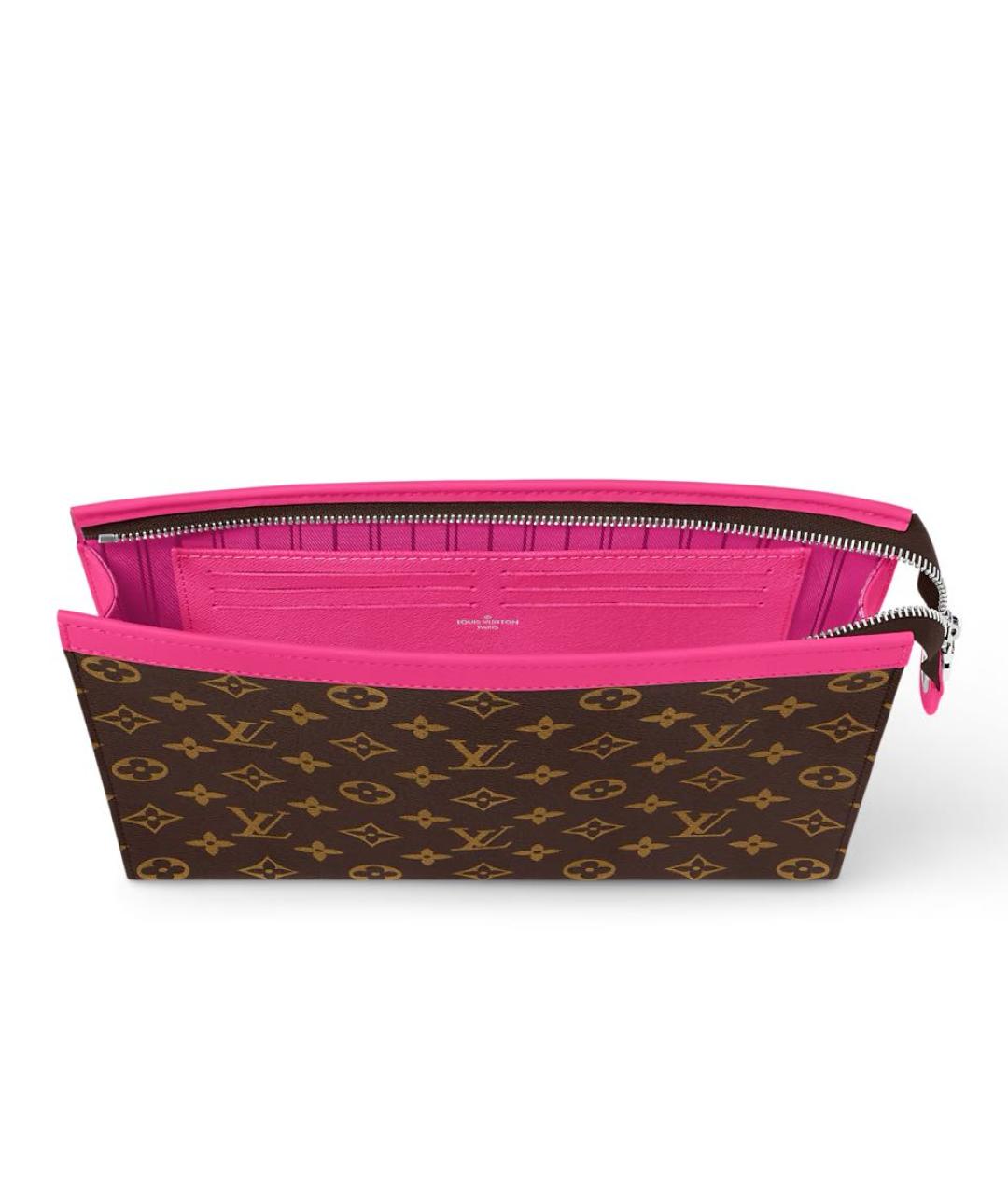 LOUIS VUITTON Коричневая кожаная косметичка, фото 3