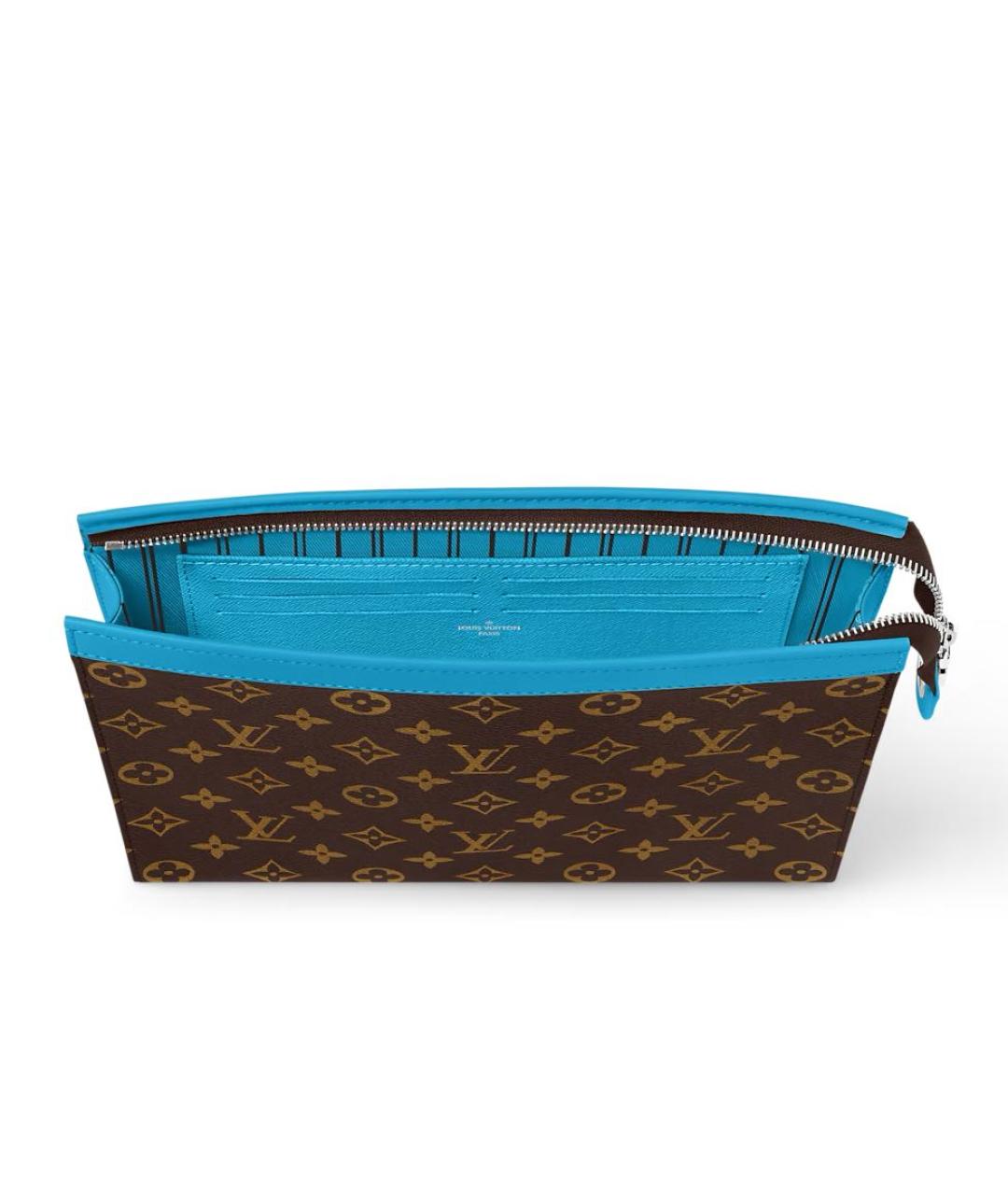 LOUIS VUITTON Коричневая кожаная косметичка, фото 3