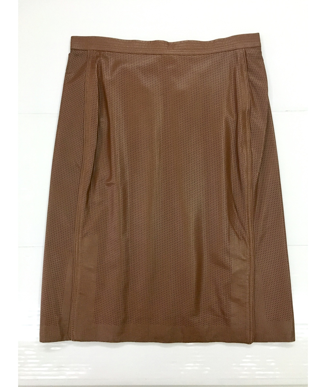 BILANCIONI Коричневая кожаная юбка миди, фото 3