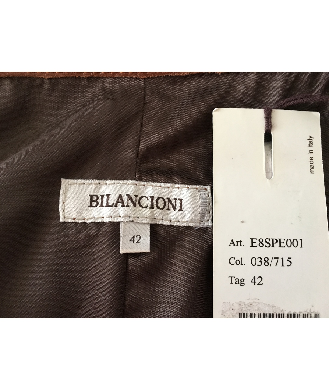BILANCIONI Коричневая кожаная юбка миди, фото 9