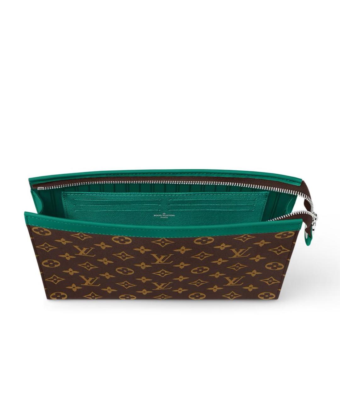 LOUIS VUITTON Коричневая кожаная косметичка, фото 2