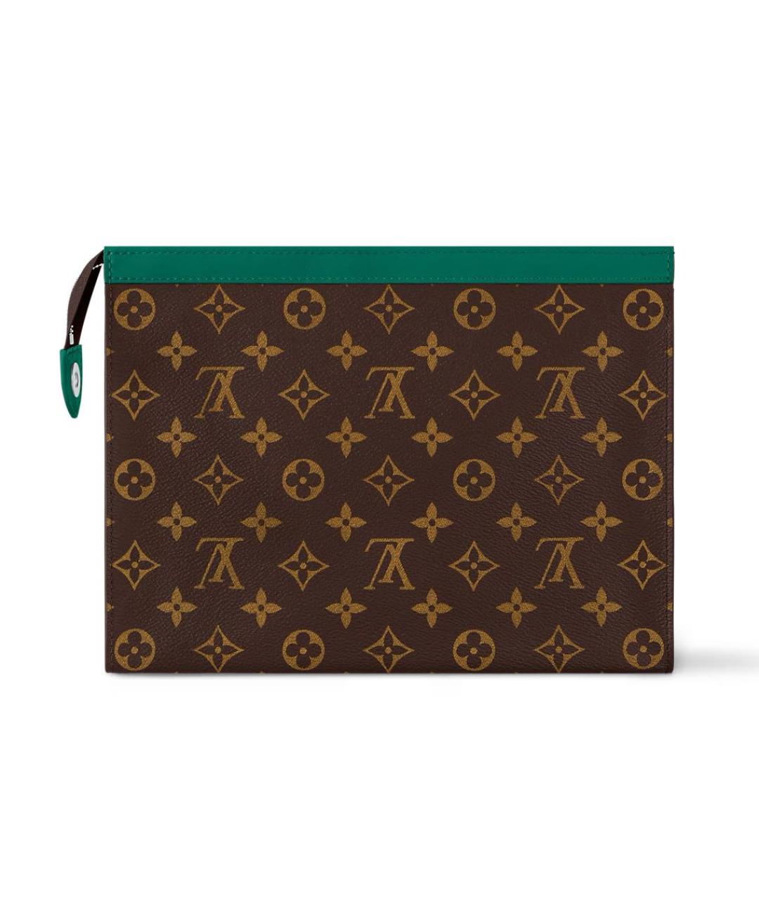 LOUIS VUITTON Коричневая кожаная косметичка, фото 3