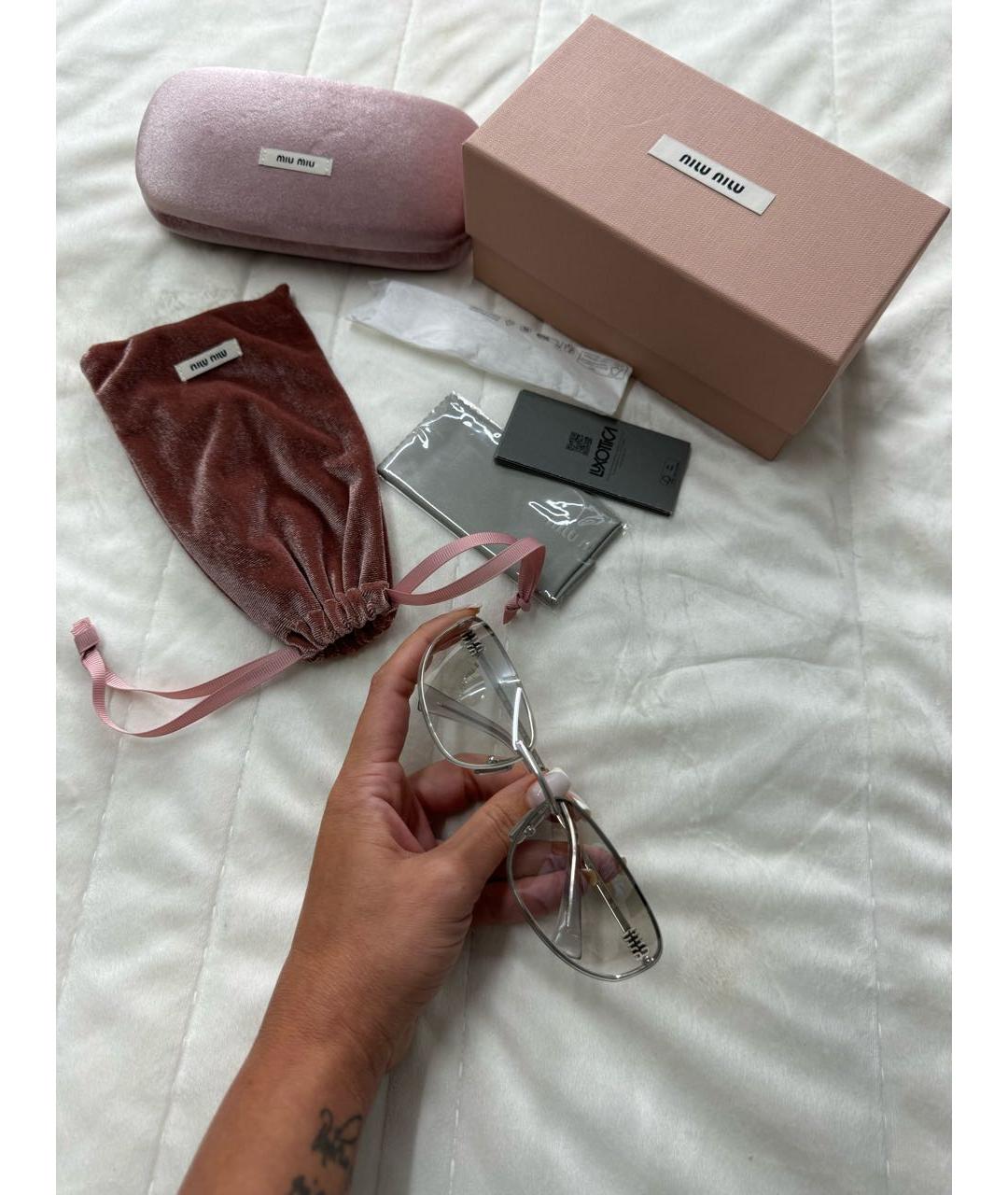 MIU MIU Серебряные металлические солнцезащитные очки, фото 4