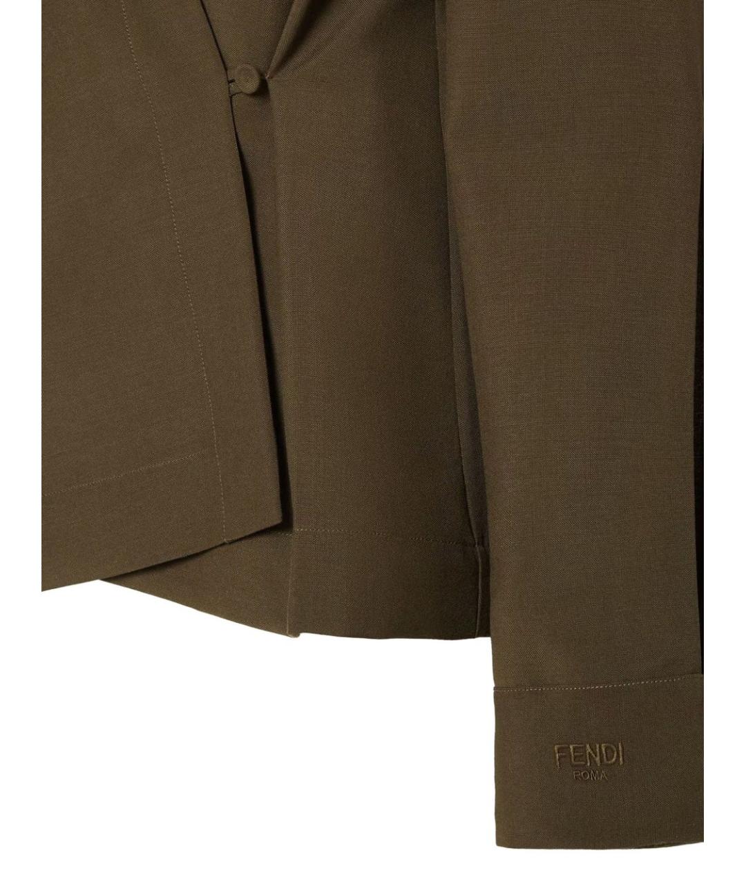 FENDI Хаки шерстяная рубашка, фото 3
