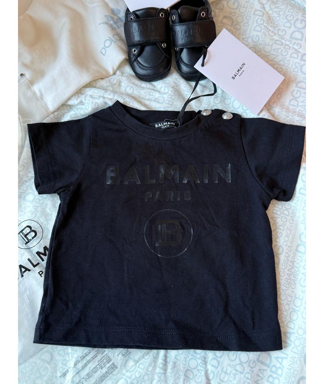 BALMAIN KIDS Черная хлопковая детская футболка, фото 7