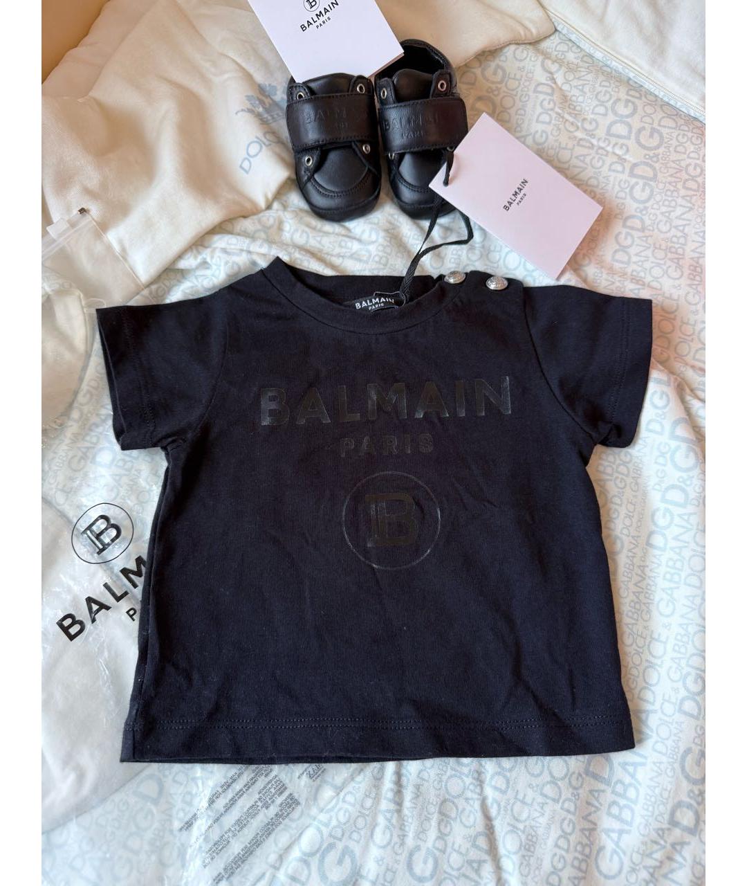 BALMAIN KIDS Черная хлопковая детская футболка, фото 3