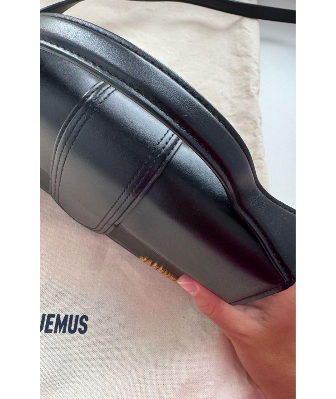 JACQUEMUS Черная кожаная сумка через плечо, фото 5