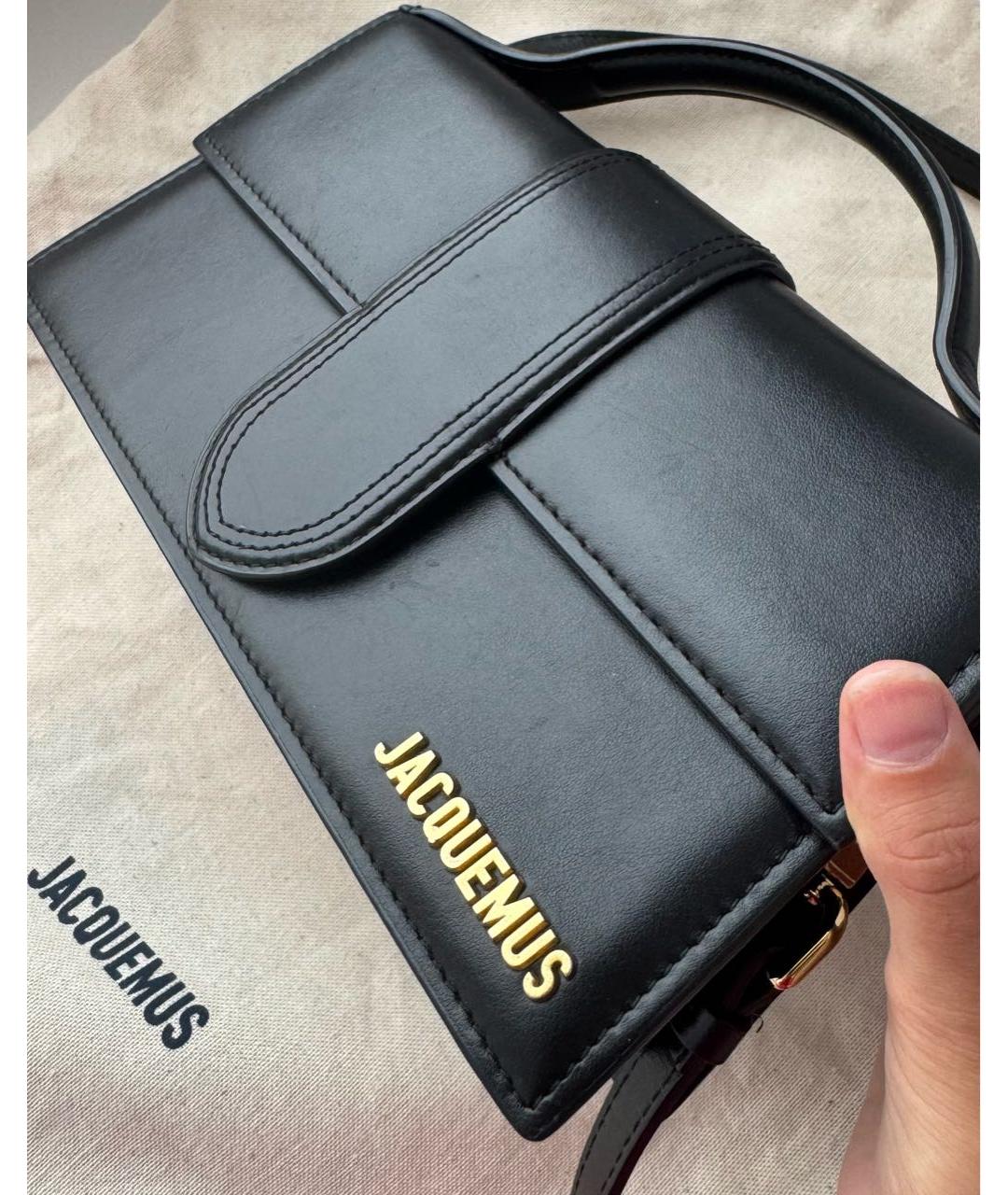 JACQUEMUS Черная кожаная сумка через плечо, фото 9