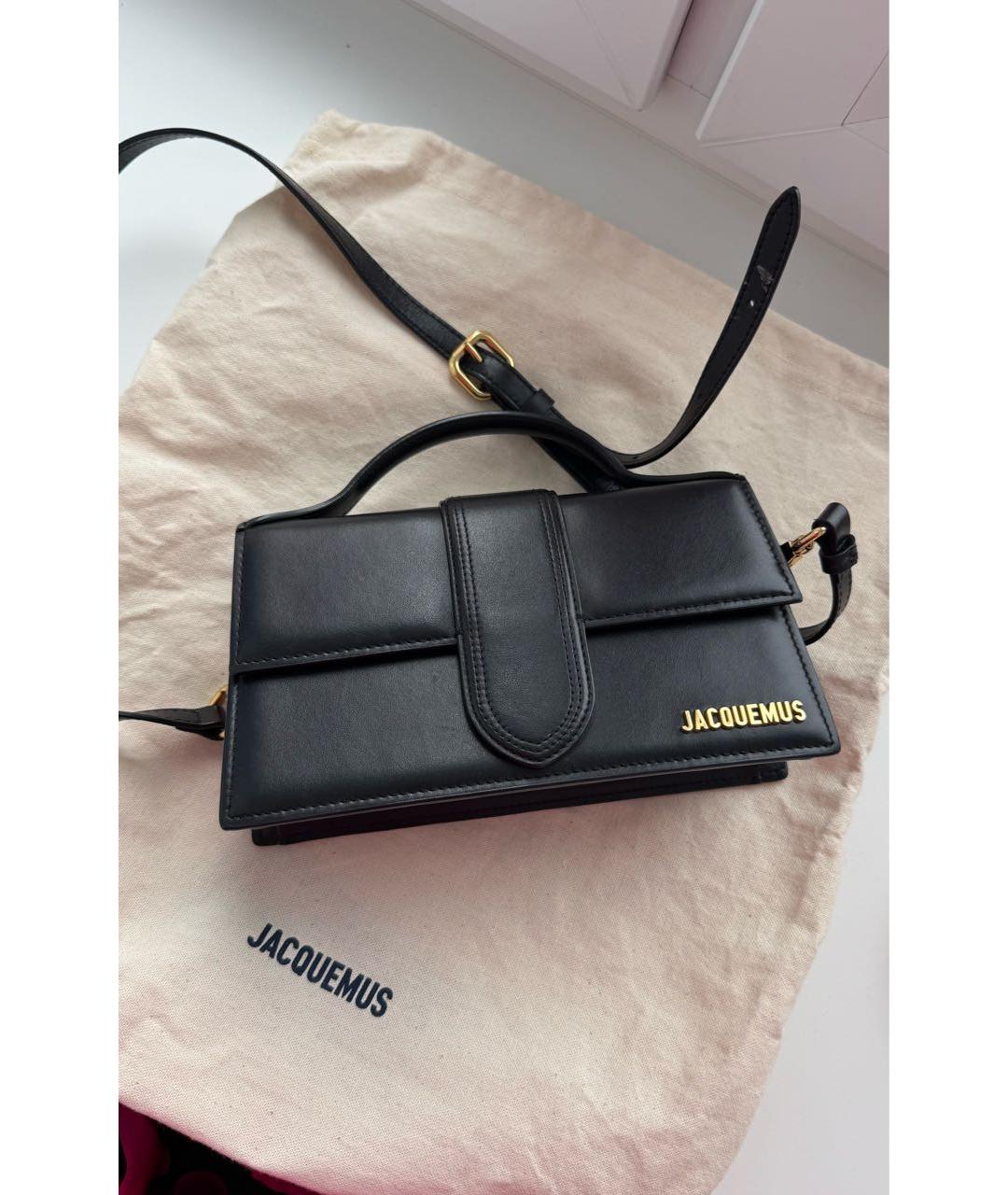 JACQUEMUS Черная кожаная сумка через плечо, фото 2