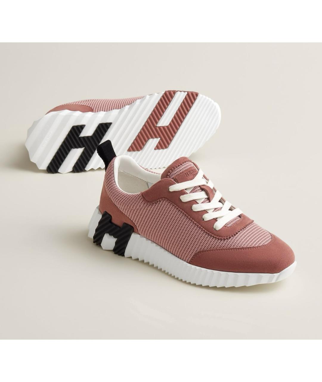 HERMES Розовые кожаные кроссовки, фото 2