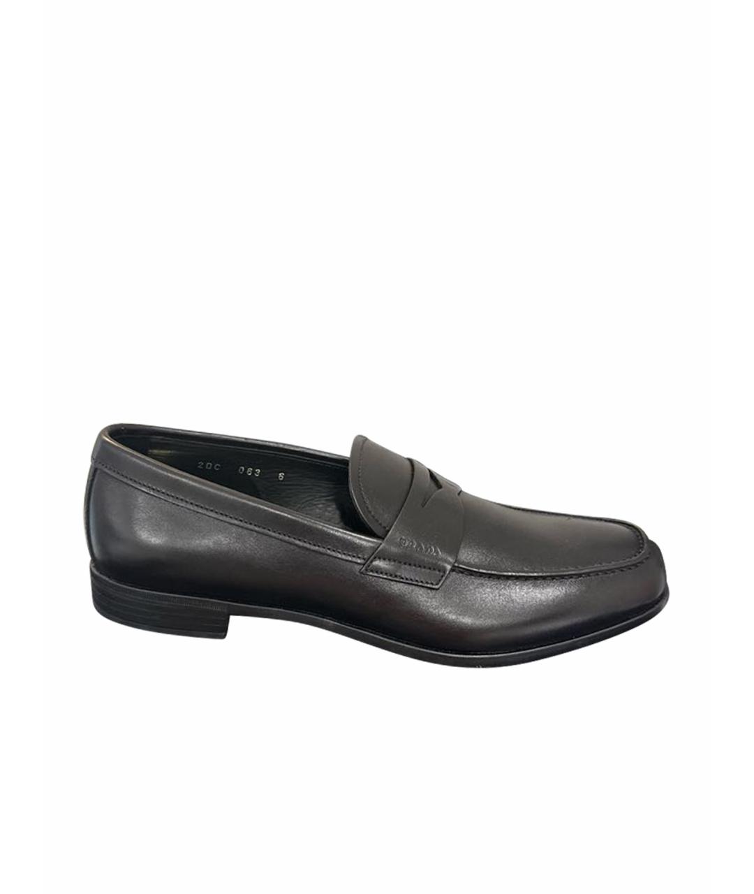 PRADA Черные кожаные лоферы, фото 1