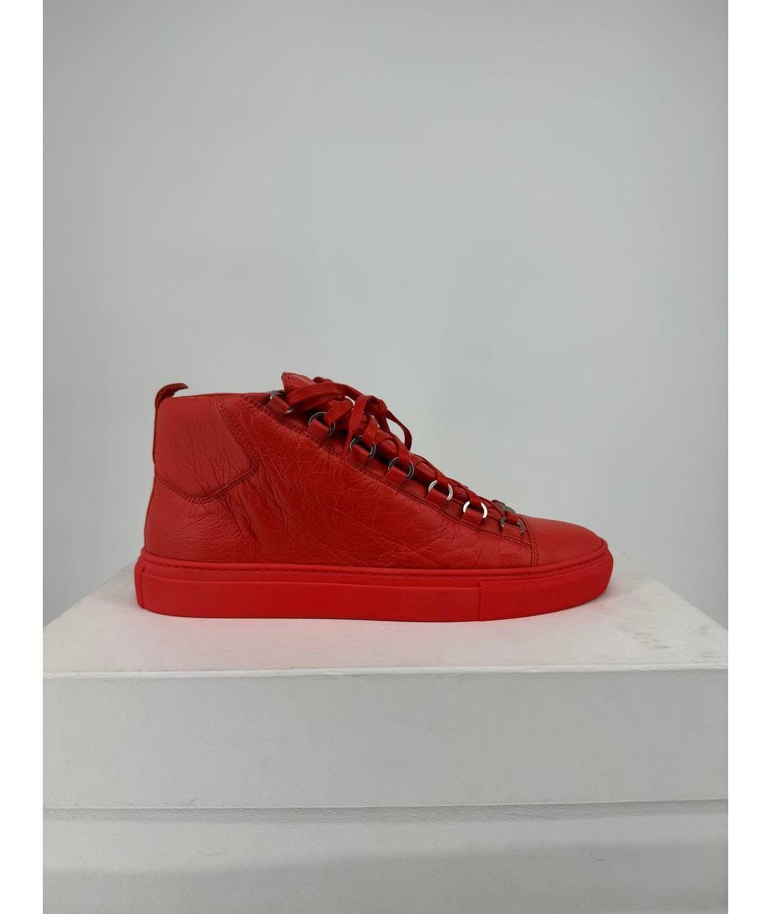 BALENCIAGA Красные кожаные высокие кроссовки / кеды, фото 9
