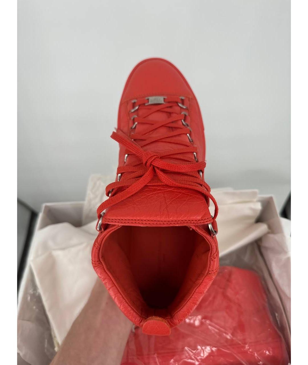 BALENCIAGA Красные кожаные высокие кроссовки / кеды, фото 6