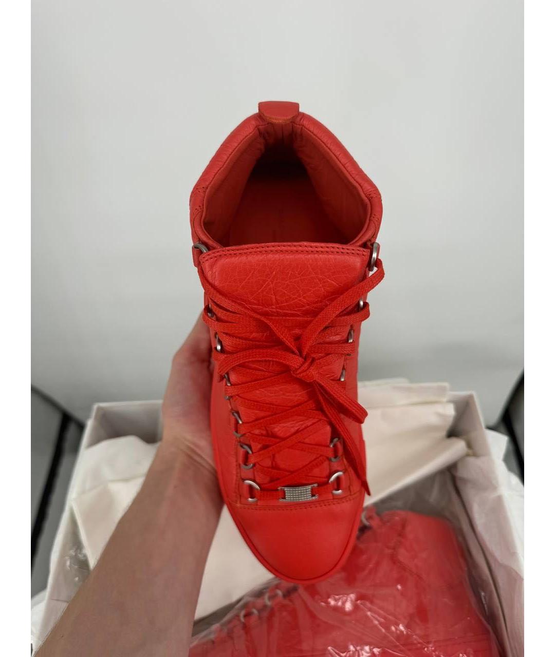 BALENCIAGA Красные кожаные высокие кроссовки / кеды, фото 5