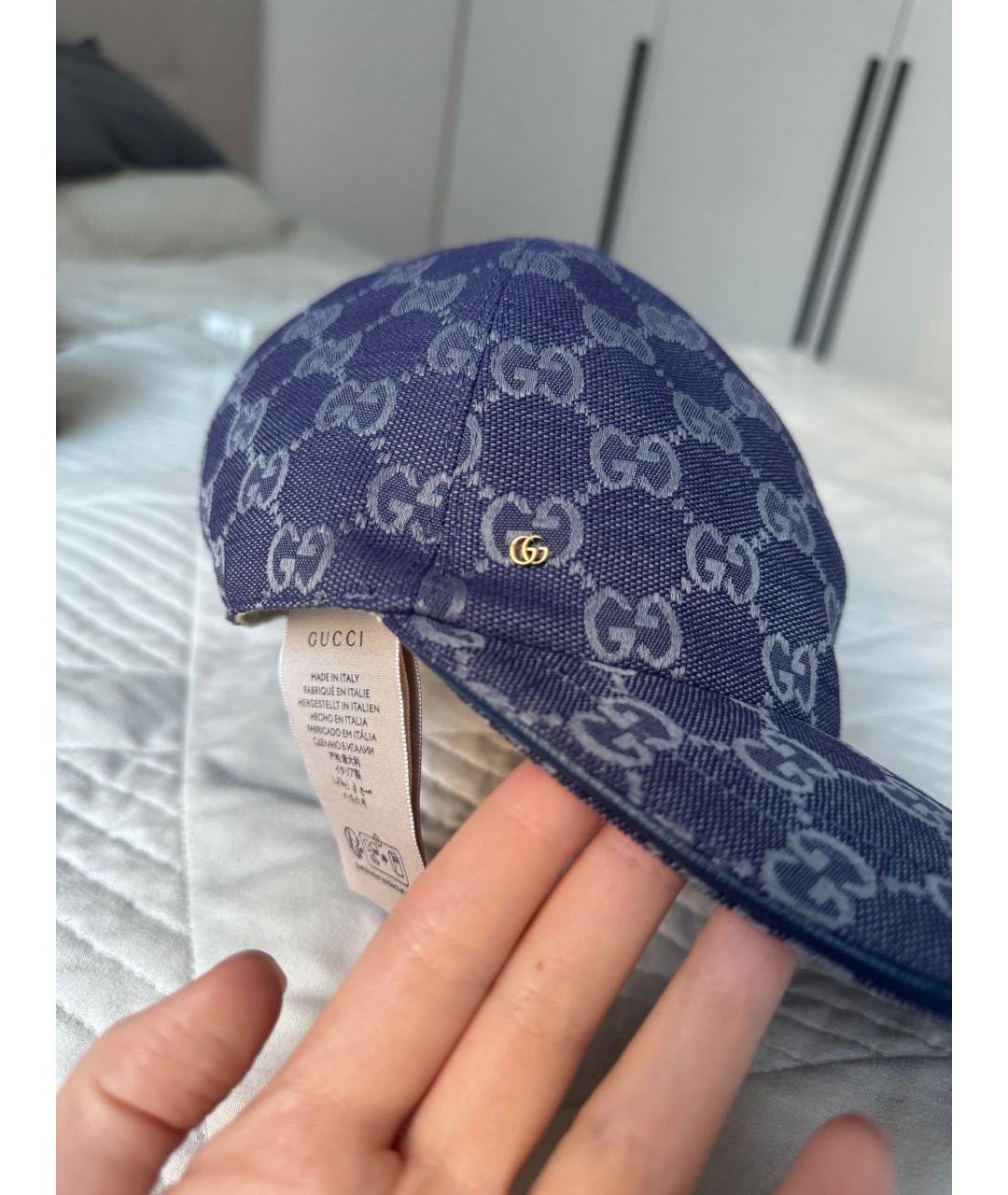 GUCCI Темно-синяя хлопковая кепка, фото 2