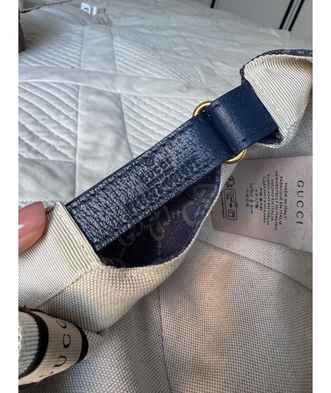 GUCCI Темно-синяя хлопковая кепка, фото 4