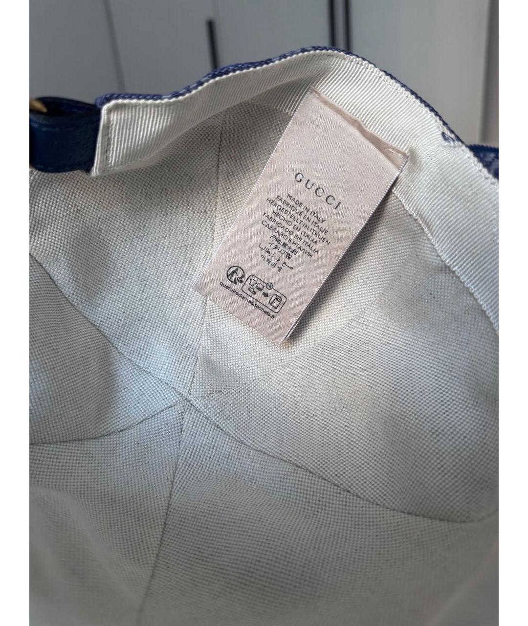 GUCCI Темно-синяя хлопковая кепка, фото 7