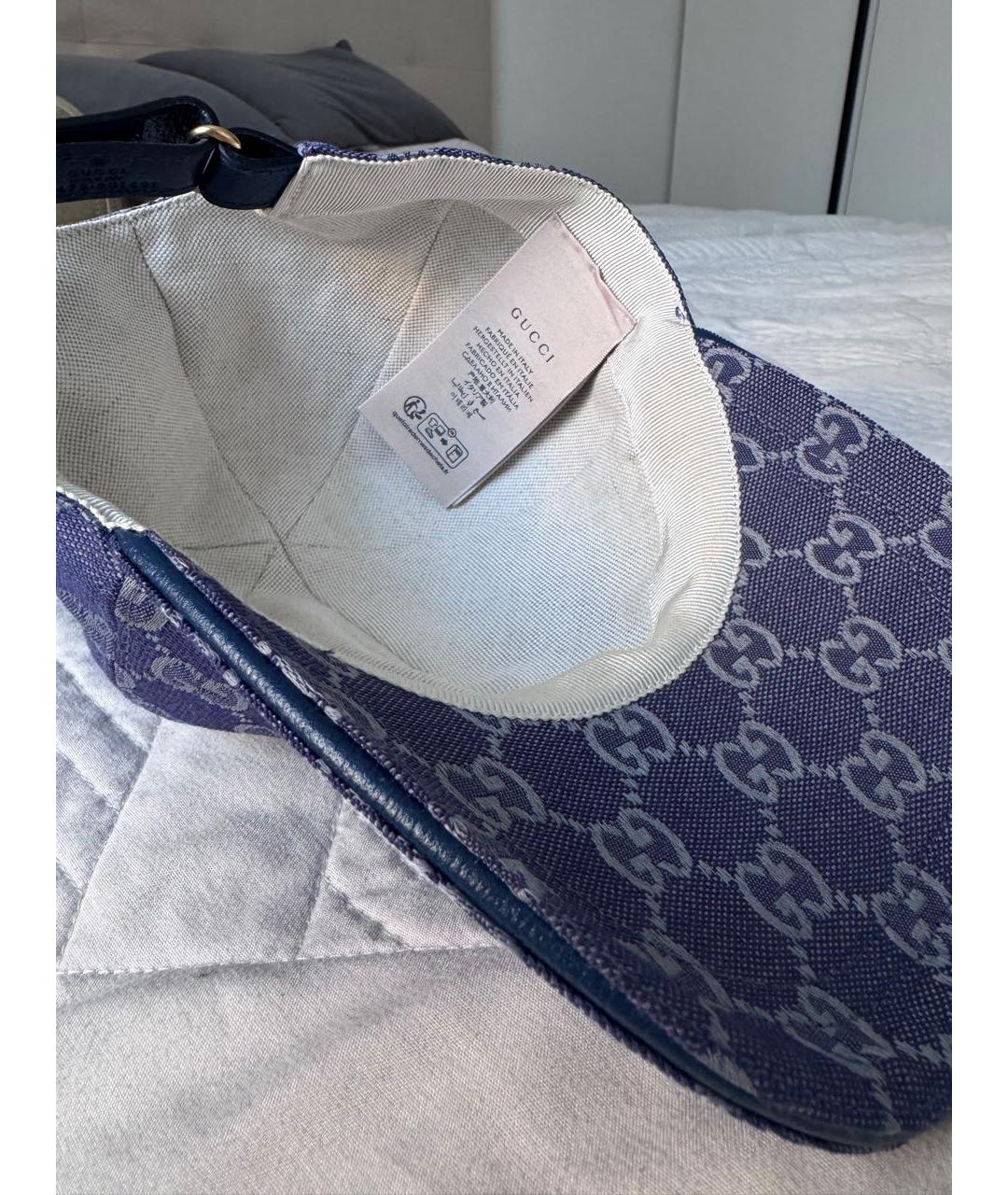 GUCCI Темно-синяя хлопковая кепка, фото 3