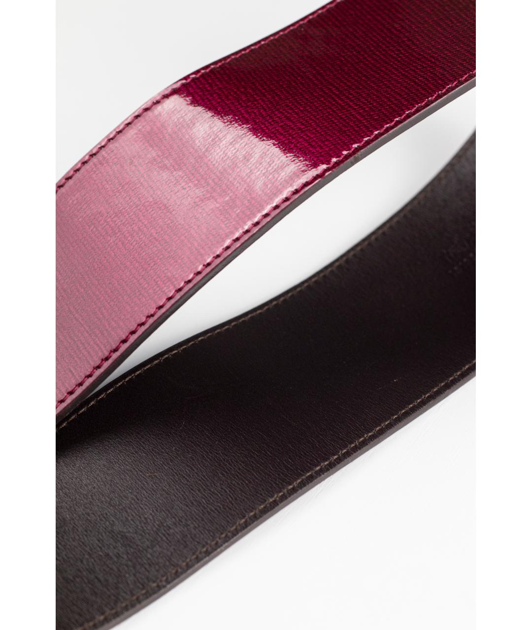 SAINT LAURENT Бордовый ремень из лакированной кожи, фото 5