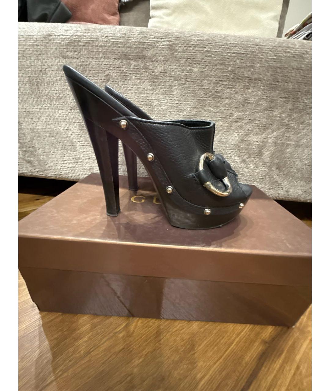 GUCCI Черные кожаные мюли, фото 8