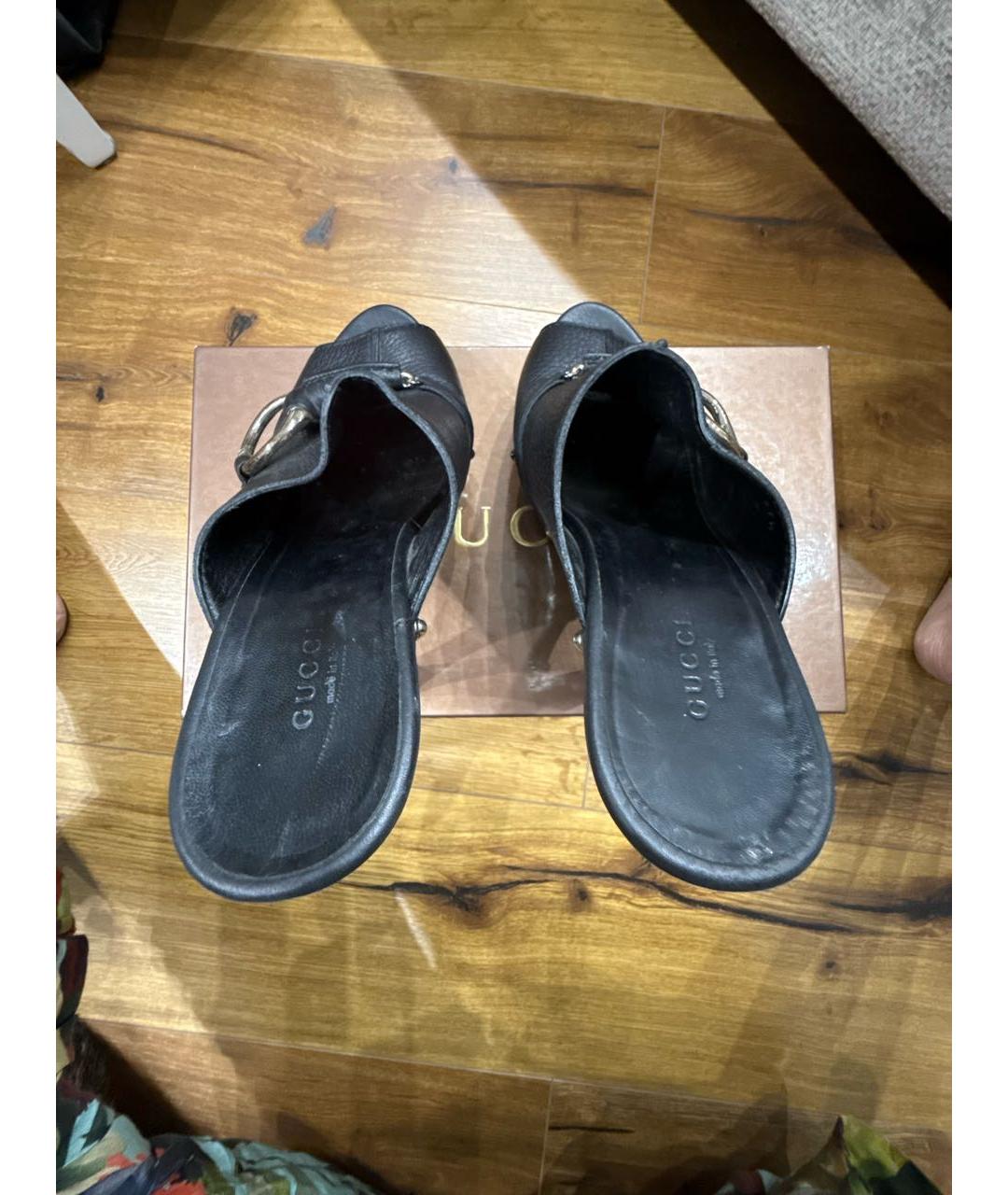 GUCCI Черные кожаные мюли, фото 3