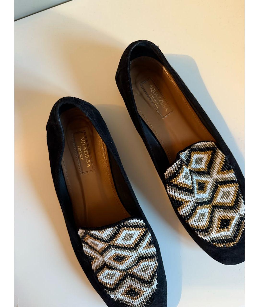 AQUAZZURA Черные замшевые лоферы, фото 7