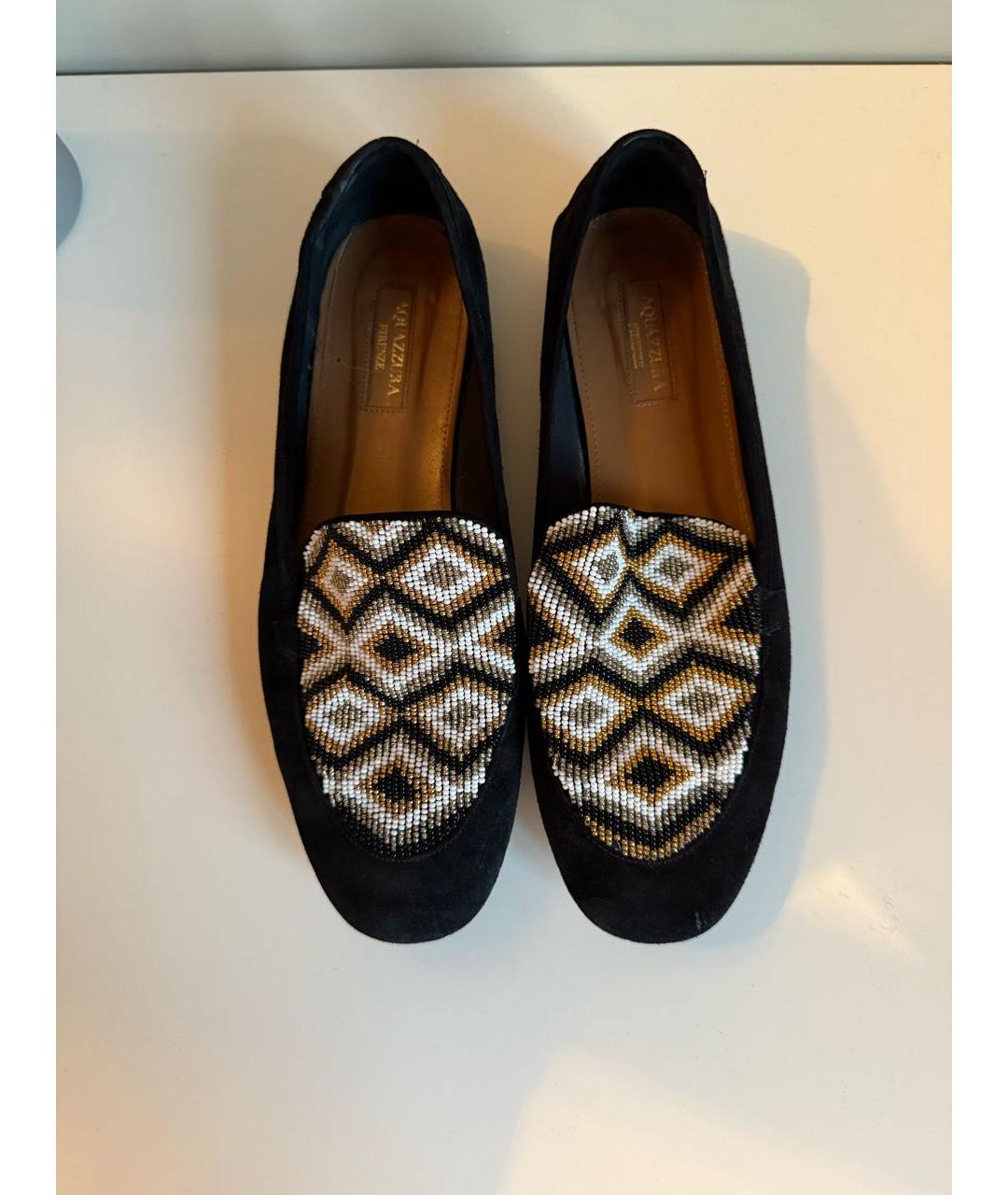 AQUAZZURA Черные замшевые лоферы, фото 2