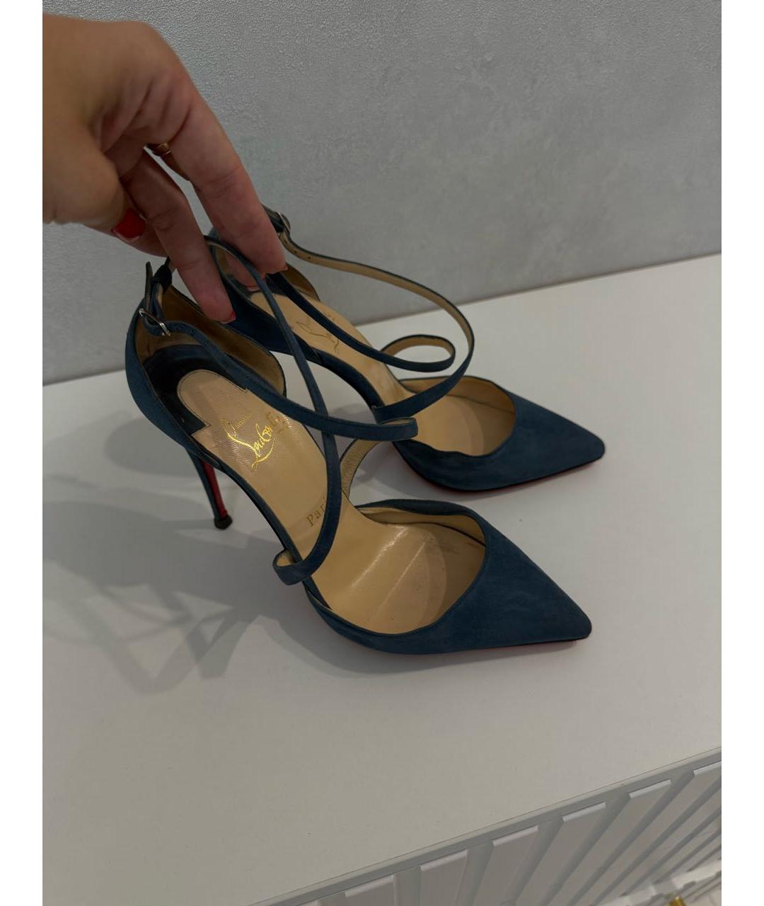 CHRISTIAN LOUBOUTIN Бирюзовые замшевые туфли, фото 2