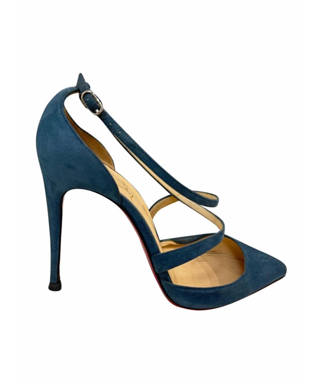 CHRISTIAN LOUBOUTIN Бирюзовые замшевые туфли, фото 1