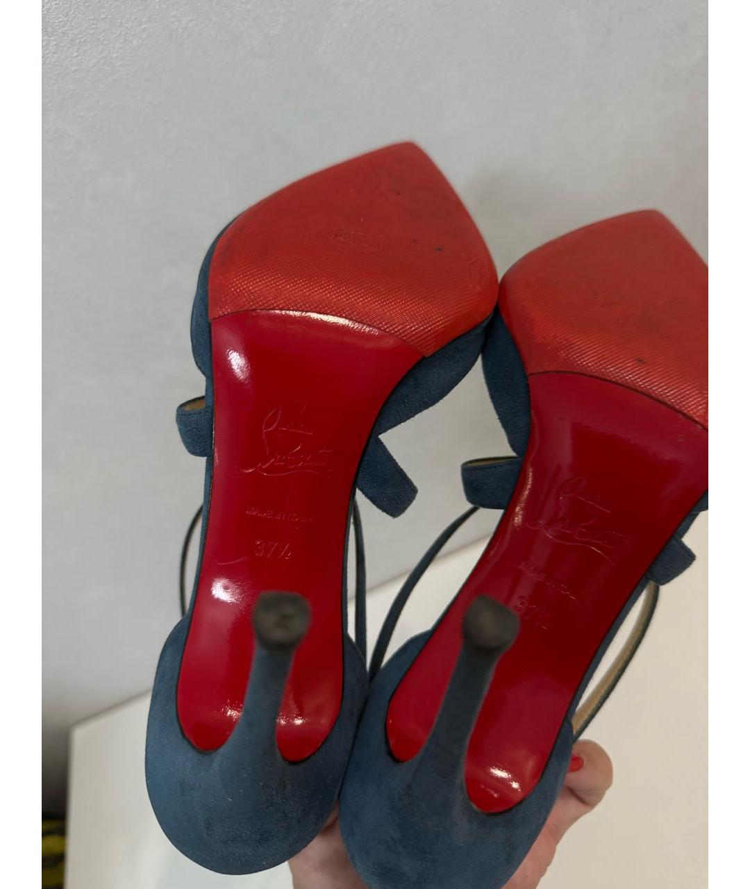 CHRISTIAN LOUBOUTIN Бирюзовые замшевые туфли, фото 5