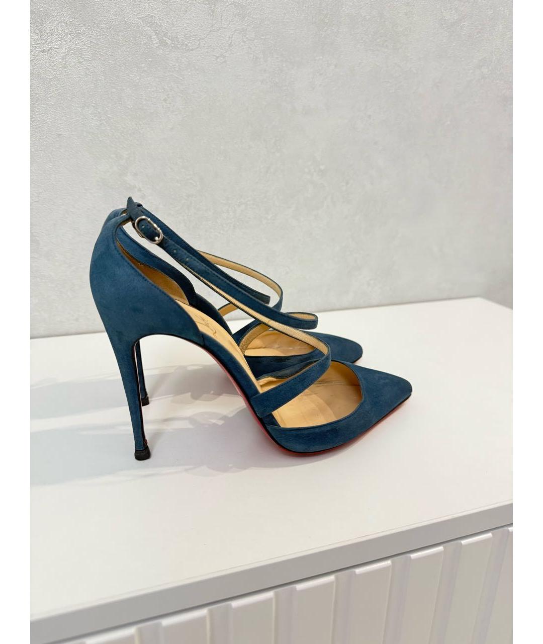 CHRISTIAN LOUBOUTIN Бирюзовые замшевые туфли, фото 6