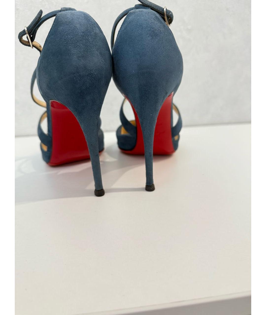 CHRISTIAN LOUBOUTIN Бирюзовые замшевые туфли, фото 4