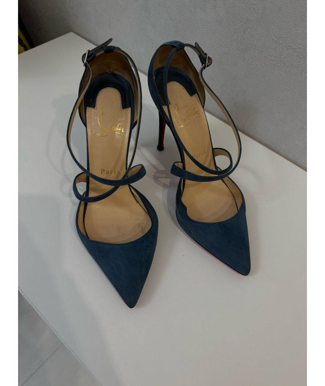 CHRISTIAN LOUBOUTIN Бирюзовые замшевые туфли, фото 3
