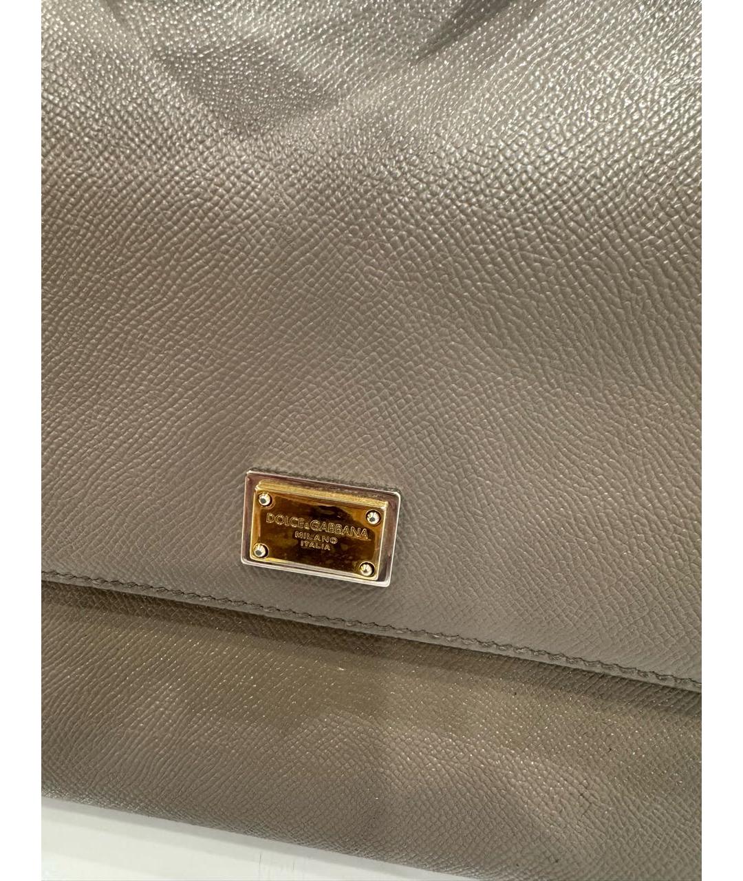 DOLCE&GABBANA Серая кожаная сумка с короткими ручками, фото 5