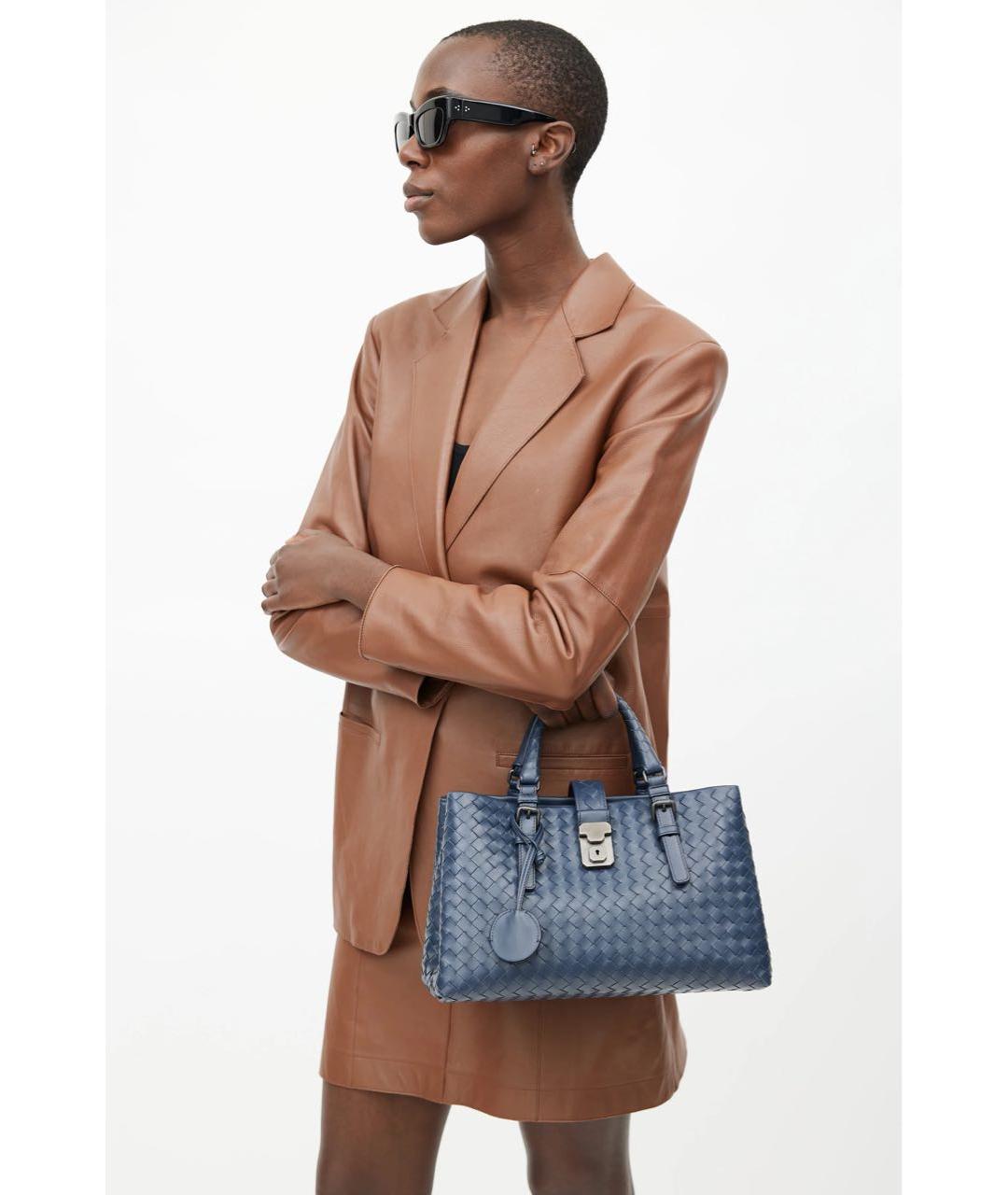 BOTTEGA VENETA Синяя кожаная сумка тоут, фото 3