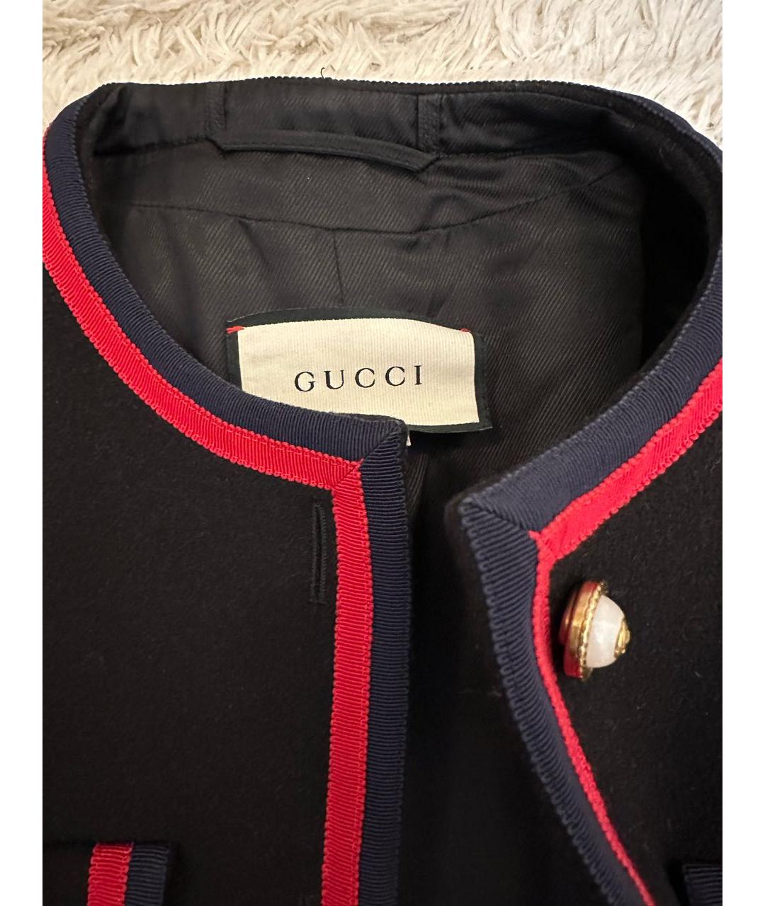 GUCCI Черное шерстяное пальто, фото 4