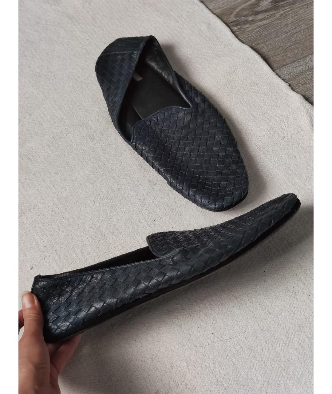 BOTTEGA VENETA Темно-синие кожаные лоферы, фото 10