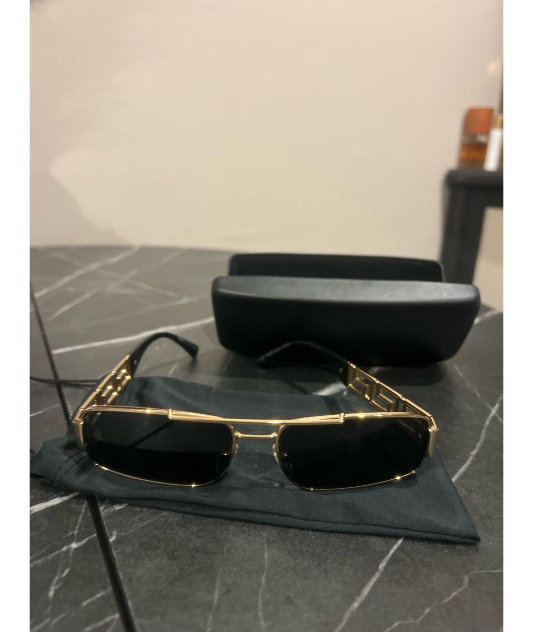 VERSACE Черные металлические солнцезащитные очки, фото 4