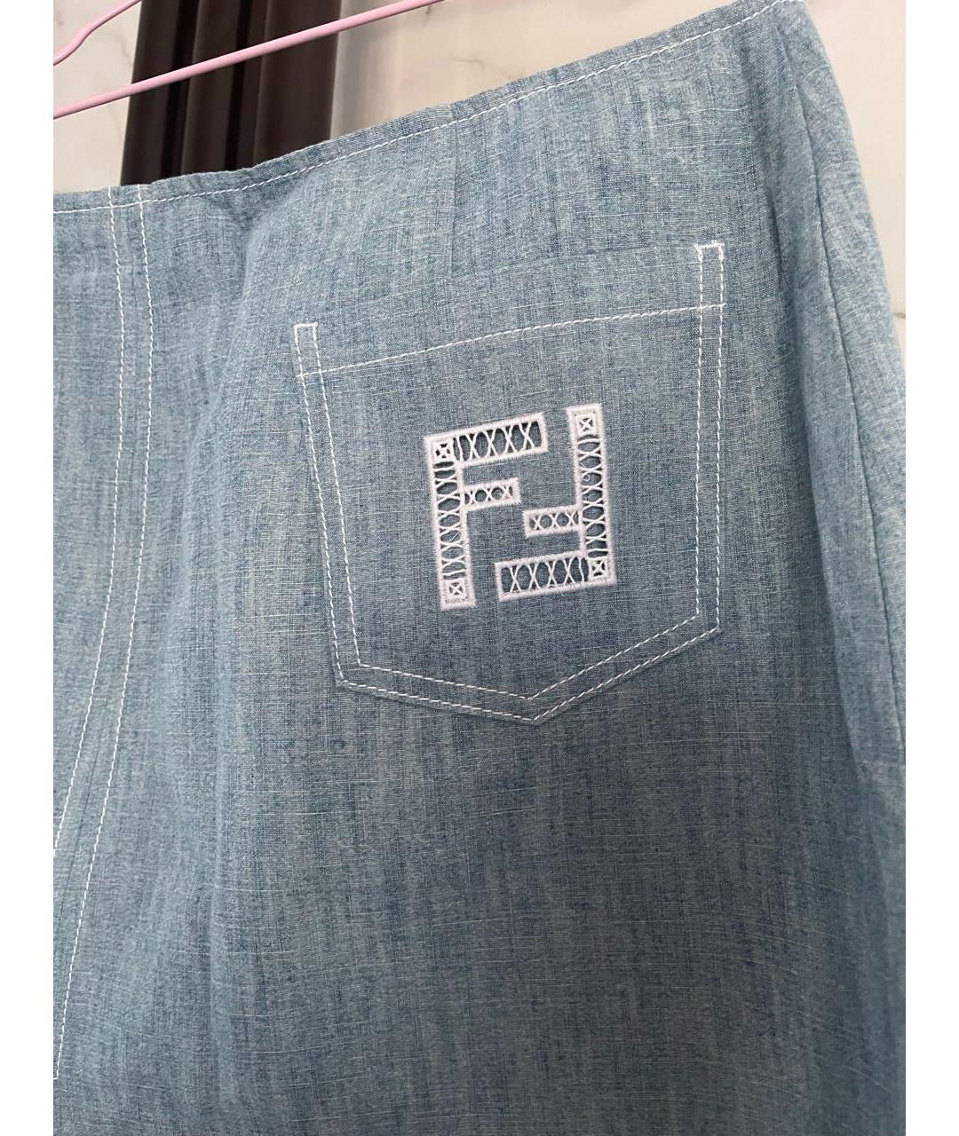 FENDI Голубая деним юбка миди, фото 4