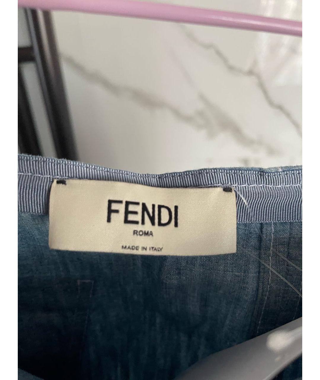 FENDI Голубая деним юбка миди, фото 3