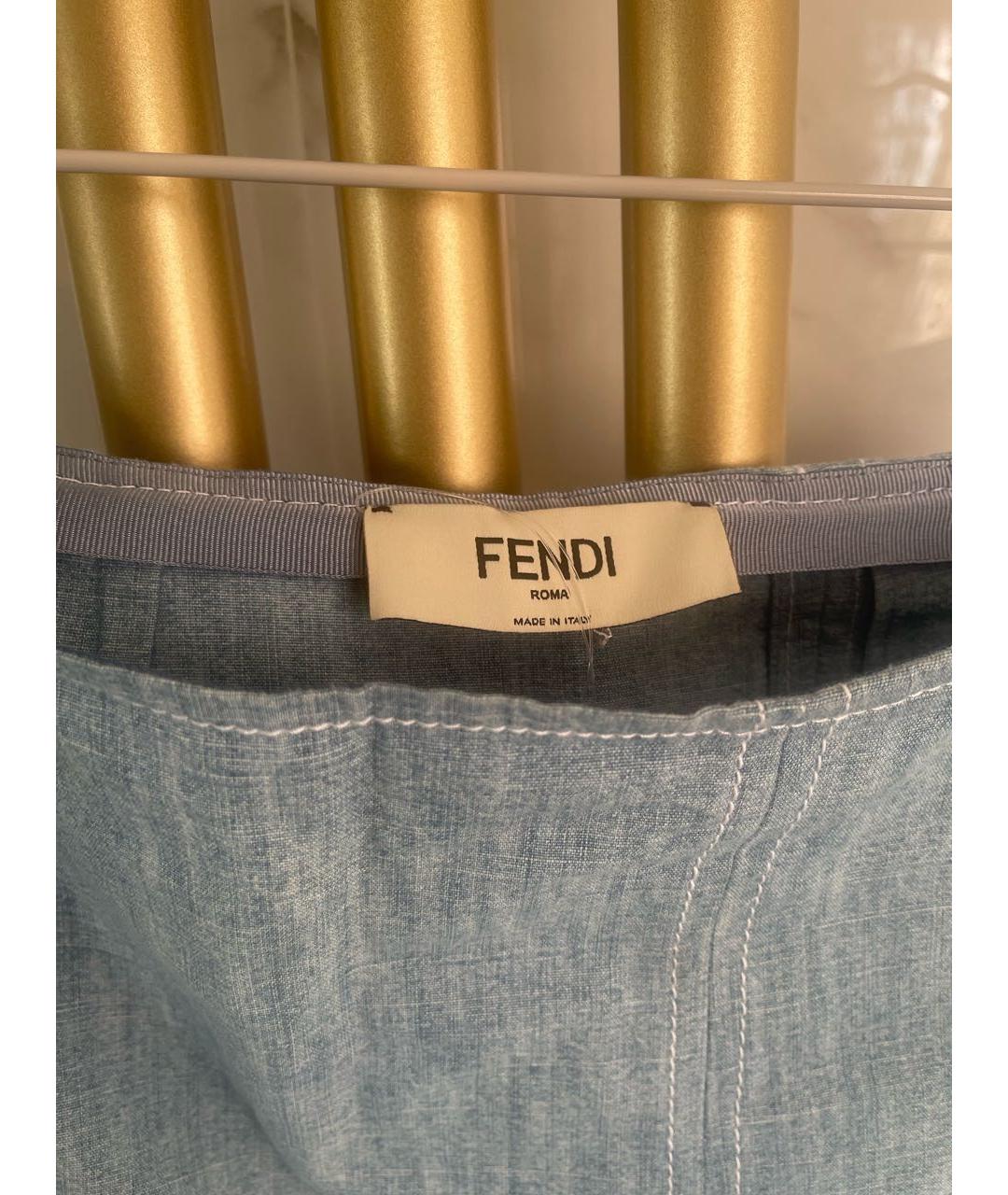 FENDI Голубая деним юбка миди, фото 3