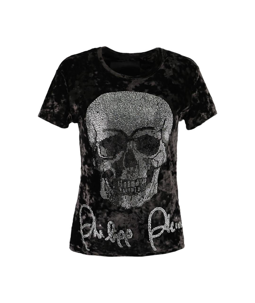 PHILIPP PLEIN Черная полиэстеровая футболка, фото 1