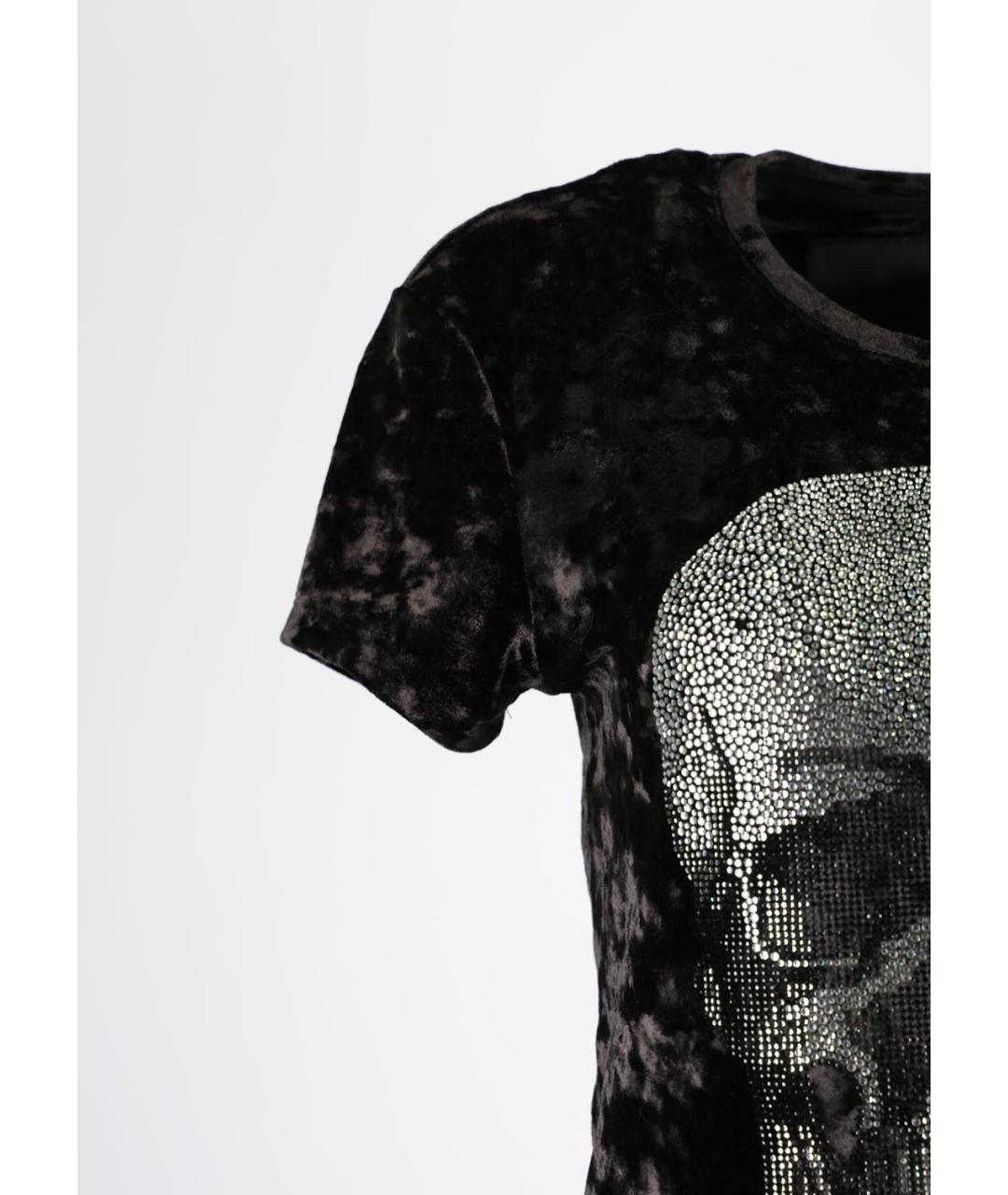 PHILIPP PLEIN Черная полиэстеровая футболка, фото 5